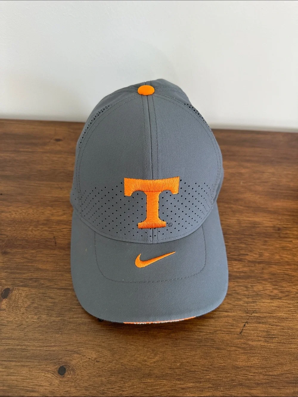 Nike Kids Gray Hat with Orange Embroidered T & Swoosh